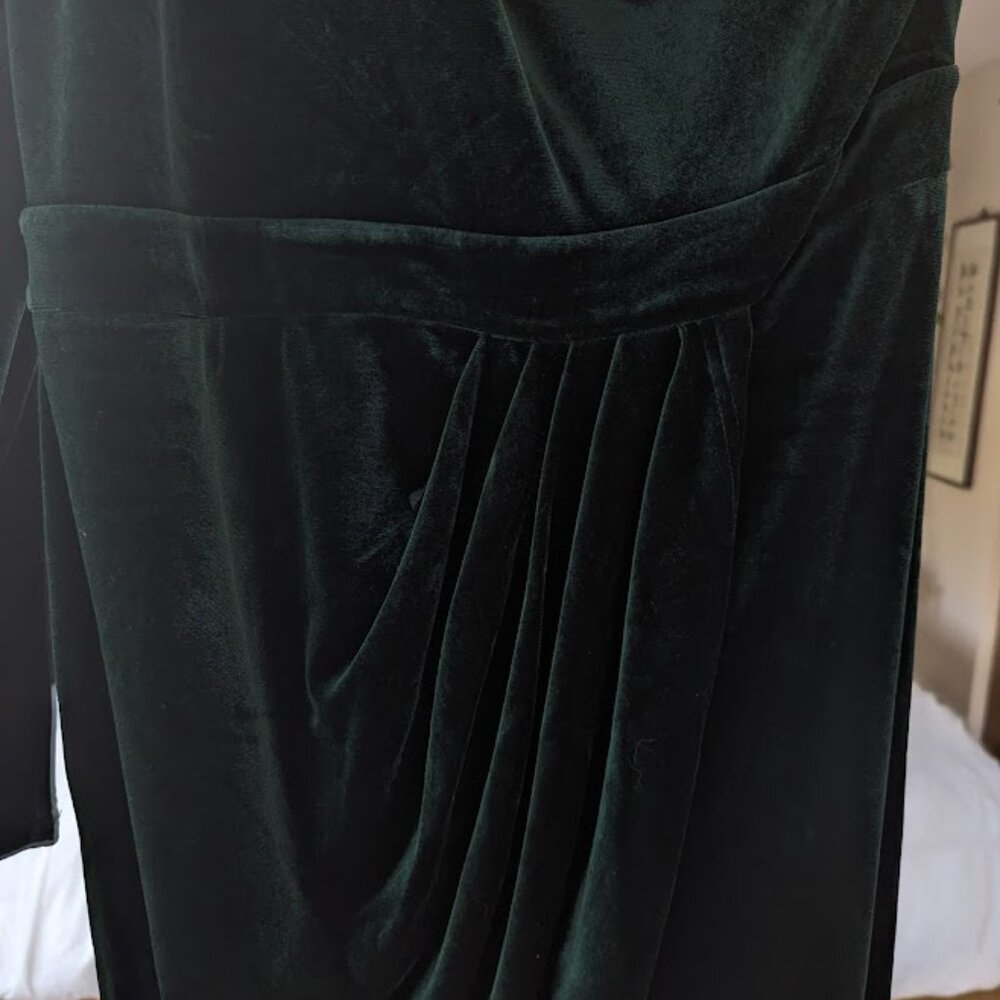 SHEIN SXY One Shoulder Puff Sleeve Draped Velvet Dress size - Picture 5 of 8